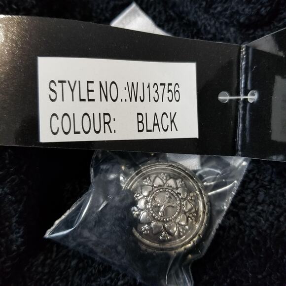 Aris A USA Sweater Large Black Ruffle Lace Button Cardigan NWT Hooded Artsy - Picture 5 of 8